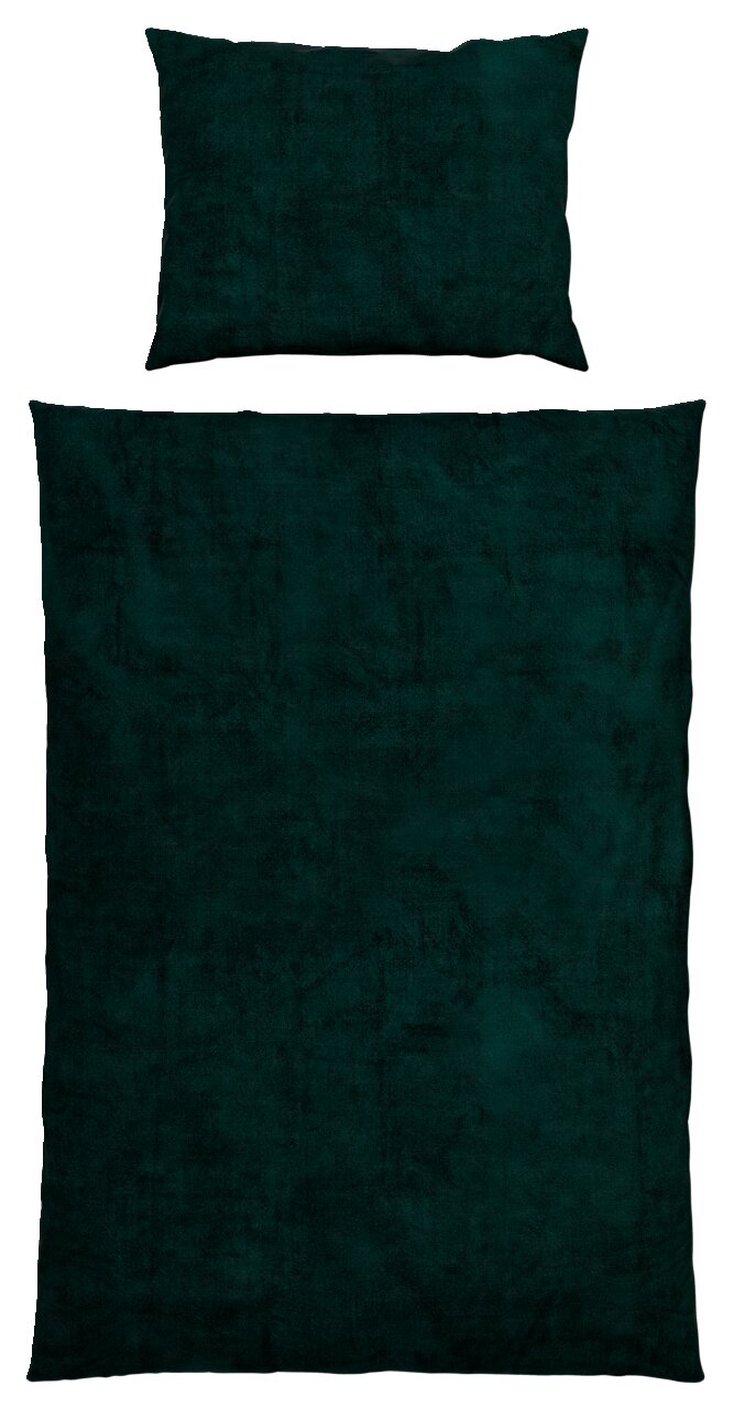 Dunkelgrüne Bettwäsche 135x200cm mit Kissenbezug, Draufsicht