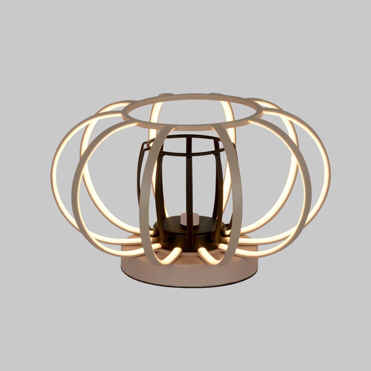 Moderne Tischleuchte mit kreisförmigem, leuchtendem Design aus seitlicher Perspektive