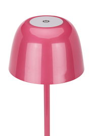 Rosa Akku-Tischleuchte mit rundem Schirm und Touch-Schalter, Ansicht von oben