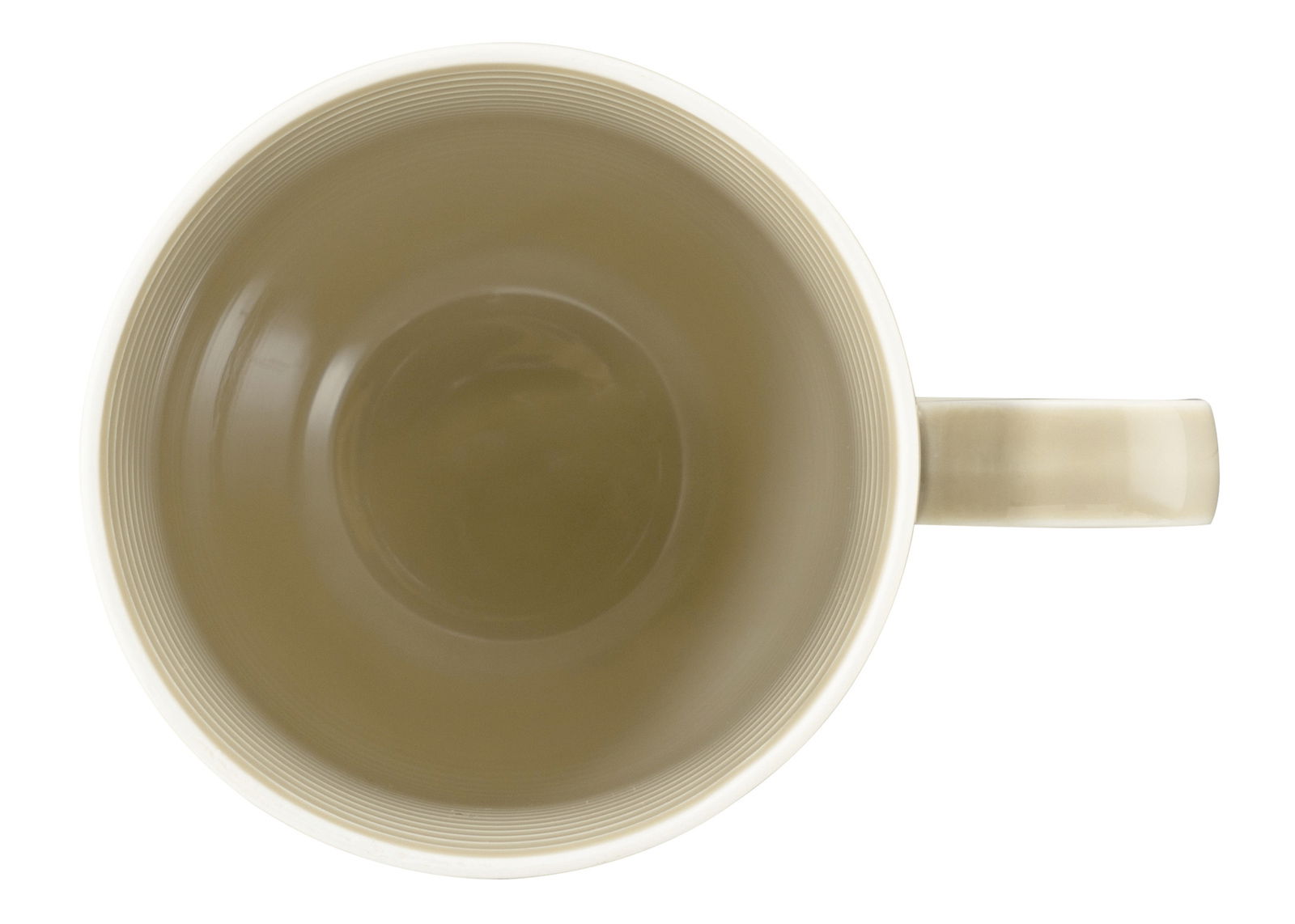 Becher mit Henkel, 0,35l, von oben betrachtet, beige Innenfläche