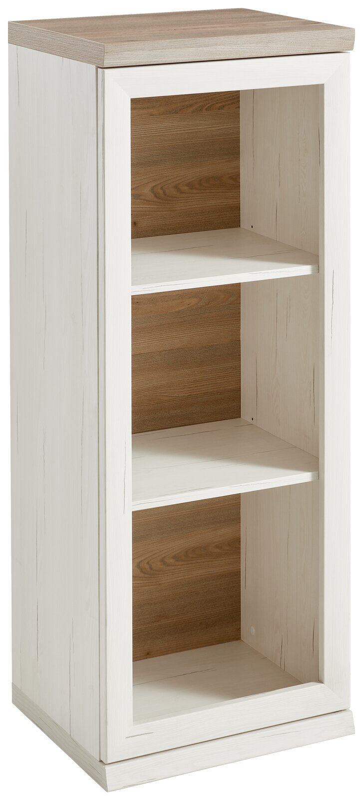 Schmales Aktenregal 3OH in Holzoptik, Vorderansicht