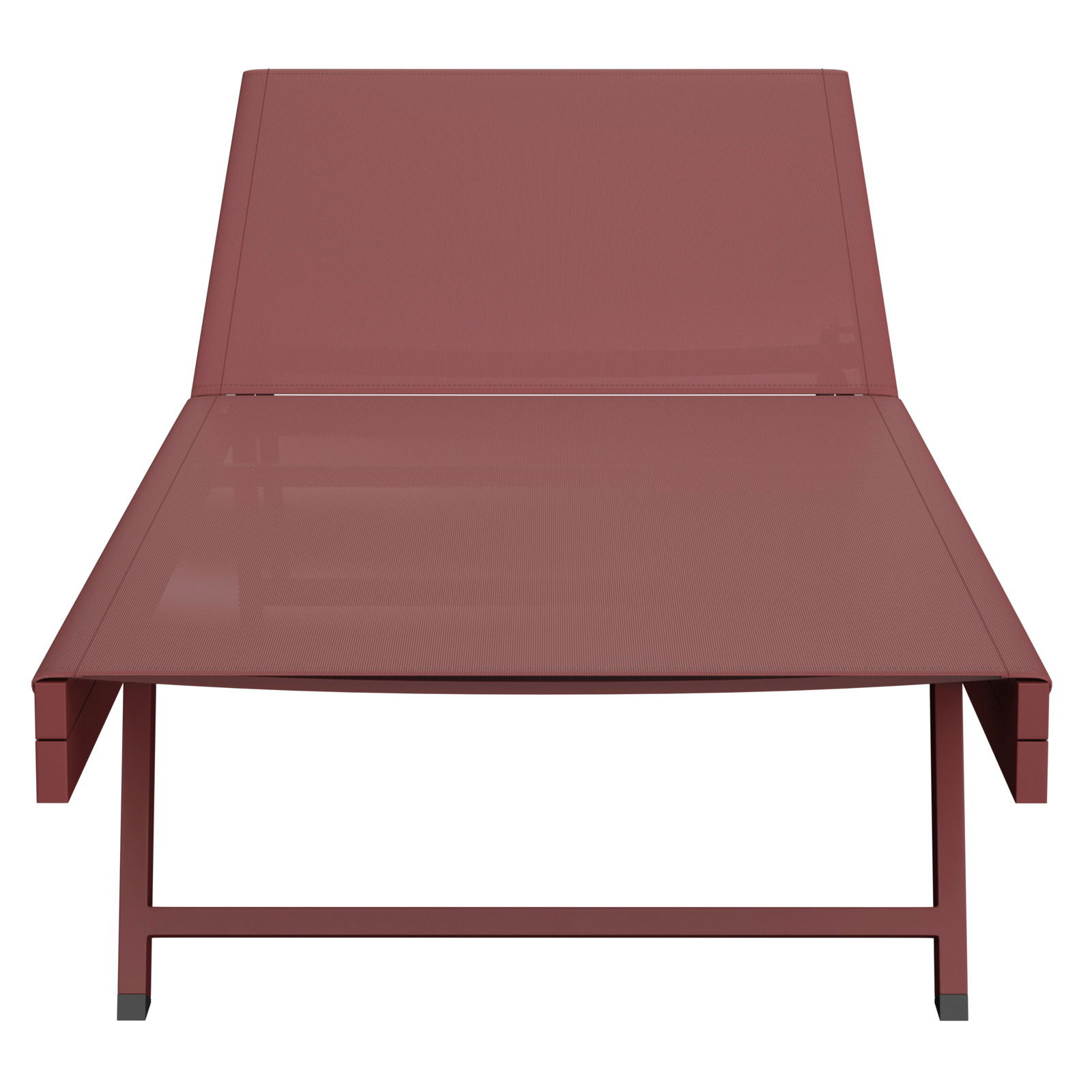 Rote Sonnenliege aus der Frontperspektive