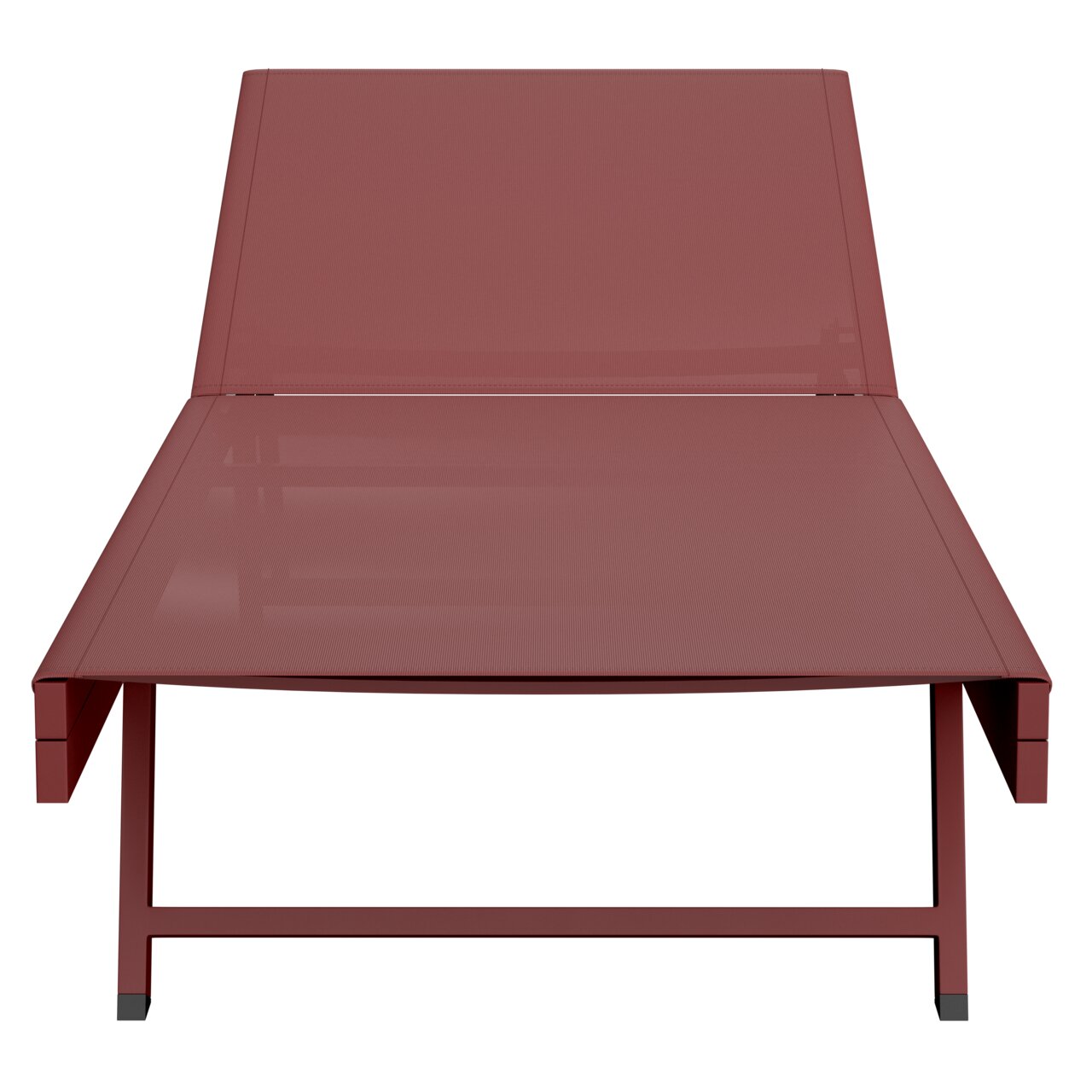 Rote Sonnenliege aus der Frontperspektive