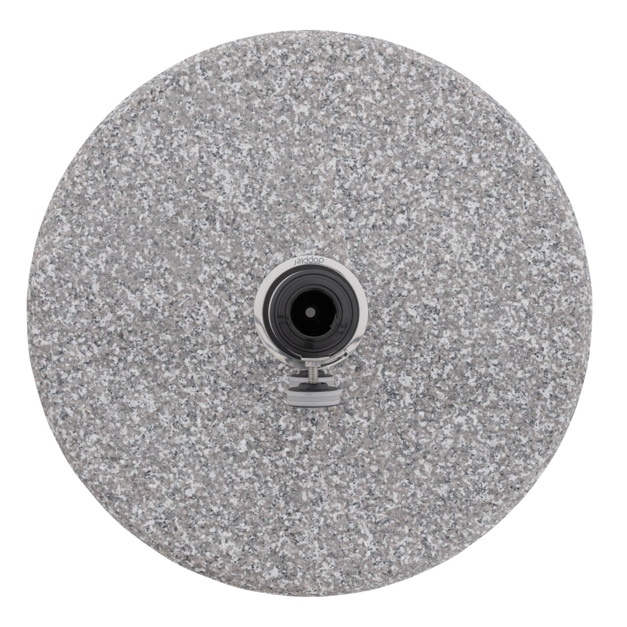 Runder Granitsockel mit zentralem Befestigungselement, Draufsicht