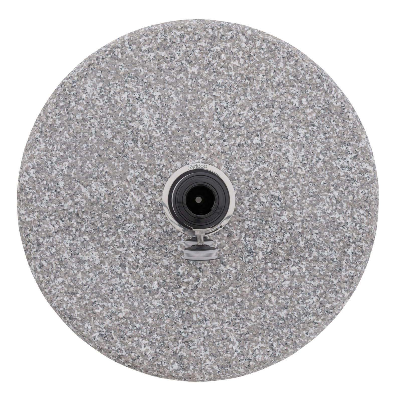 Runder Granitsockel mit zentralem Befestigungselement, Draufsicht