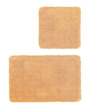 Zweiteiliges Badteppich-Set in rechteckiger und quadratischer Form, goldene Farbe, Draufsicht