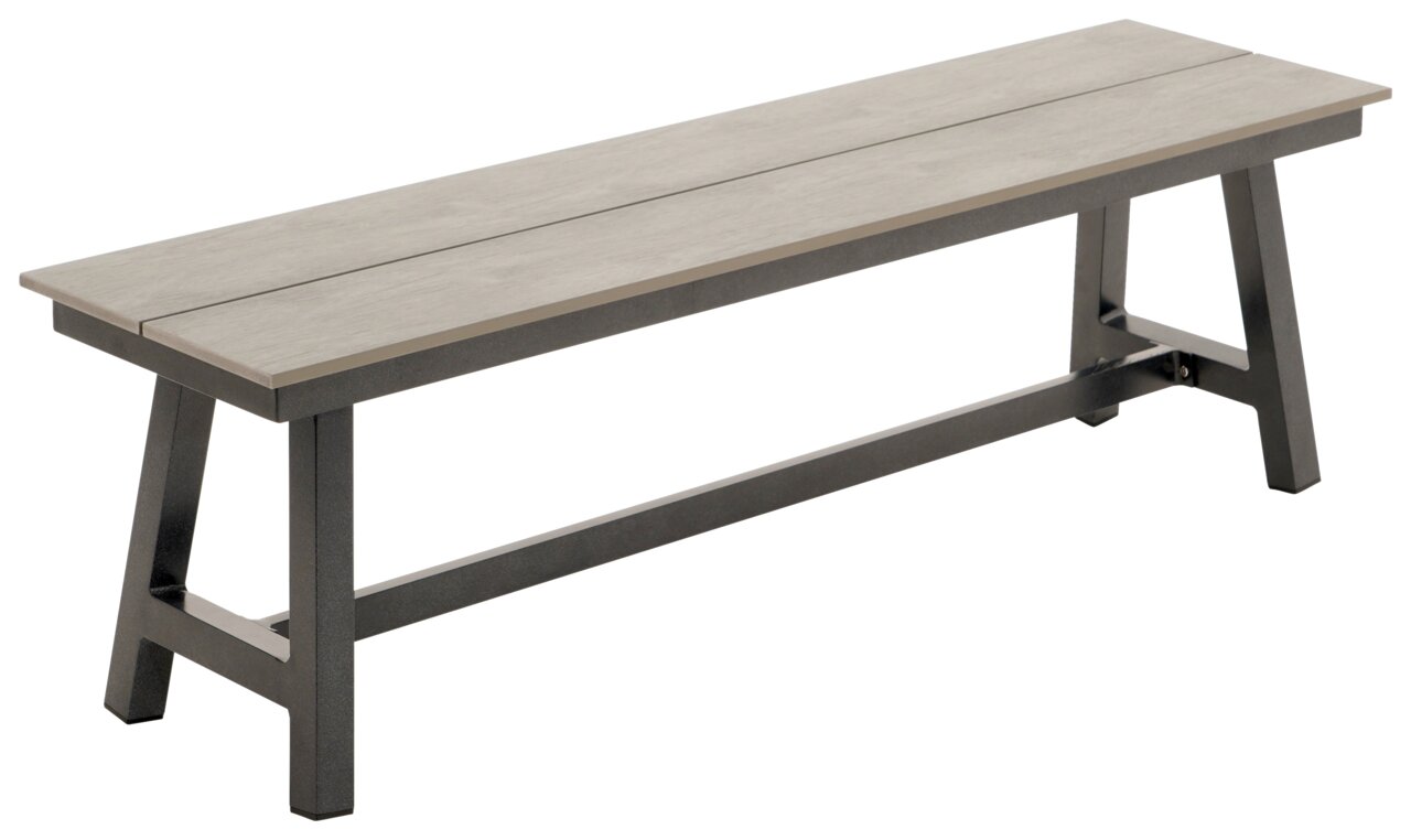 Amatio Pro Gartenbank OLYMPIA Gartenbank aus Holz und Metall in seitlicher Perspektive