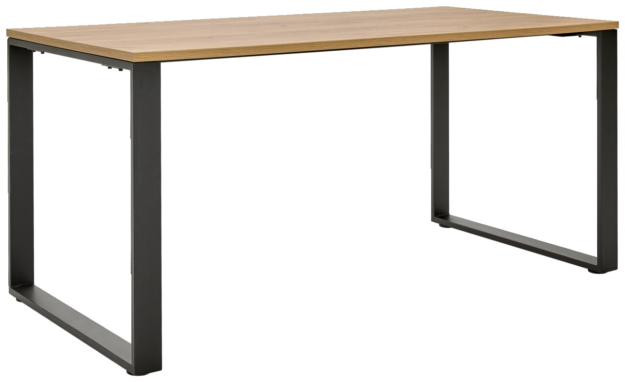 Novel Schreibtisch DELTONA Moderner Schreibtisch mit Holzplatte und Metallgestell, seitliche Perspektive