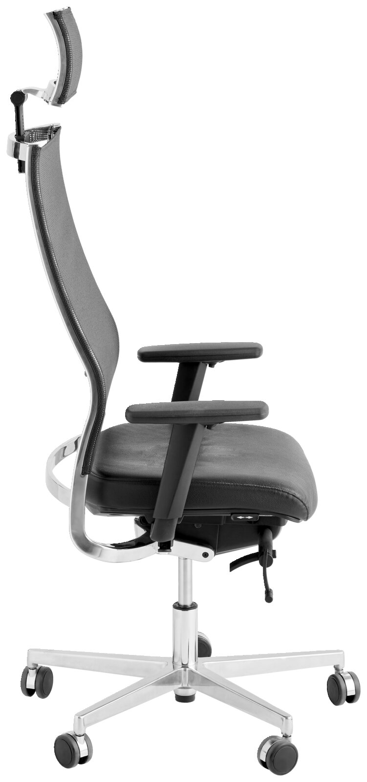 Moderner Bürostuhl mit ergonomischem Design, Seitenansicht