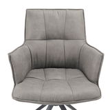 Grauer Sessel mit gepolstertem Sitz und Rückenlehne, Frontalansicht