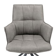 Grauer Sessel mit gepolstertem Sitz und Rückenlehne, Frontalansicht