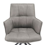 Grauer Sessel mit gepolstertem Sitz und Rückenlehne, Frontalansicht