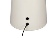 Rückansicht einer LED-Tischleuchte mit Kabelanschluss und Schalter.