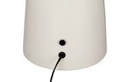 Rückansicht einer LED-Tischleuchte mit Kabelanschluss und Schalter.