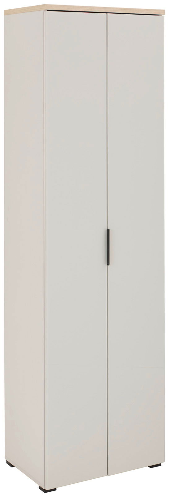 Voleo Garderobenschrank NEW YORK Weißer Garderobenschrank mit zwei Türen, seitliche Perspektive