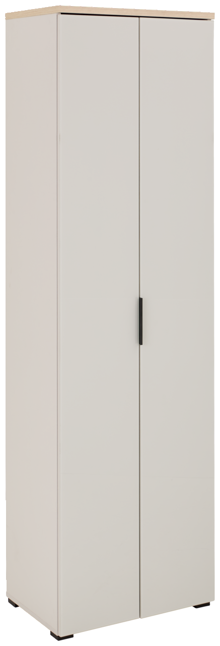 Voleo Garderobenschrank NEW YORK Weißer Garderobenschrank mit zwei Türen, seitliche Perspektive