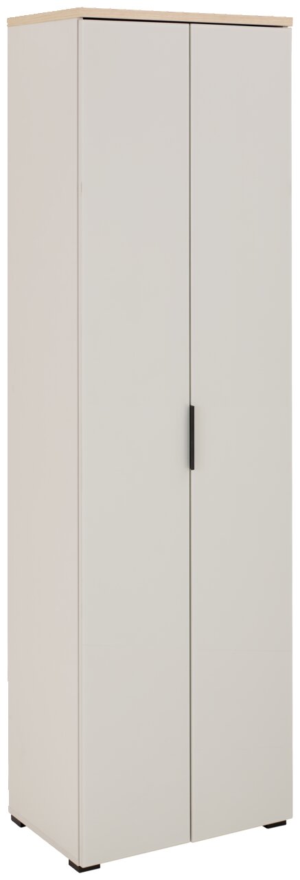 Voleo Garderobenschrank NEW YORK Weißer Garderobenschrank mit zwei Türen, seitliche Perspektive
