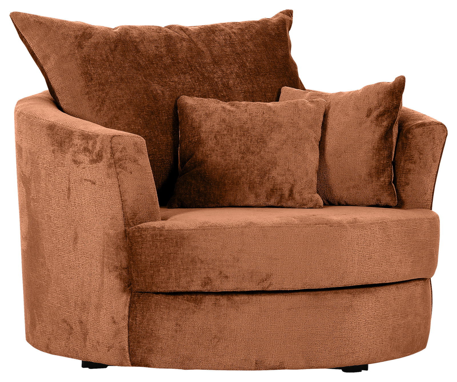 Z2 Sessel LENI Gemütlicher brauner Sessel mit runder Form und weichen Kissen, Vorderansicht
