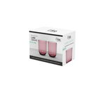 Verpackung eines 2-teiligen Longdrinkbecher-Sets in der Farbe Lila, Vorderansicht
