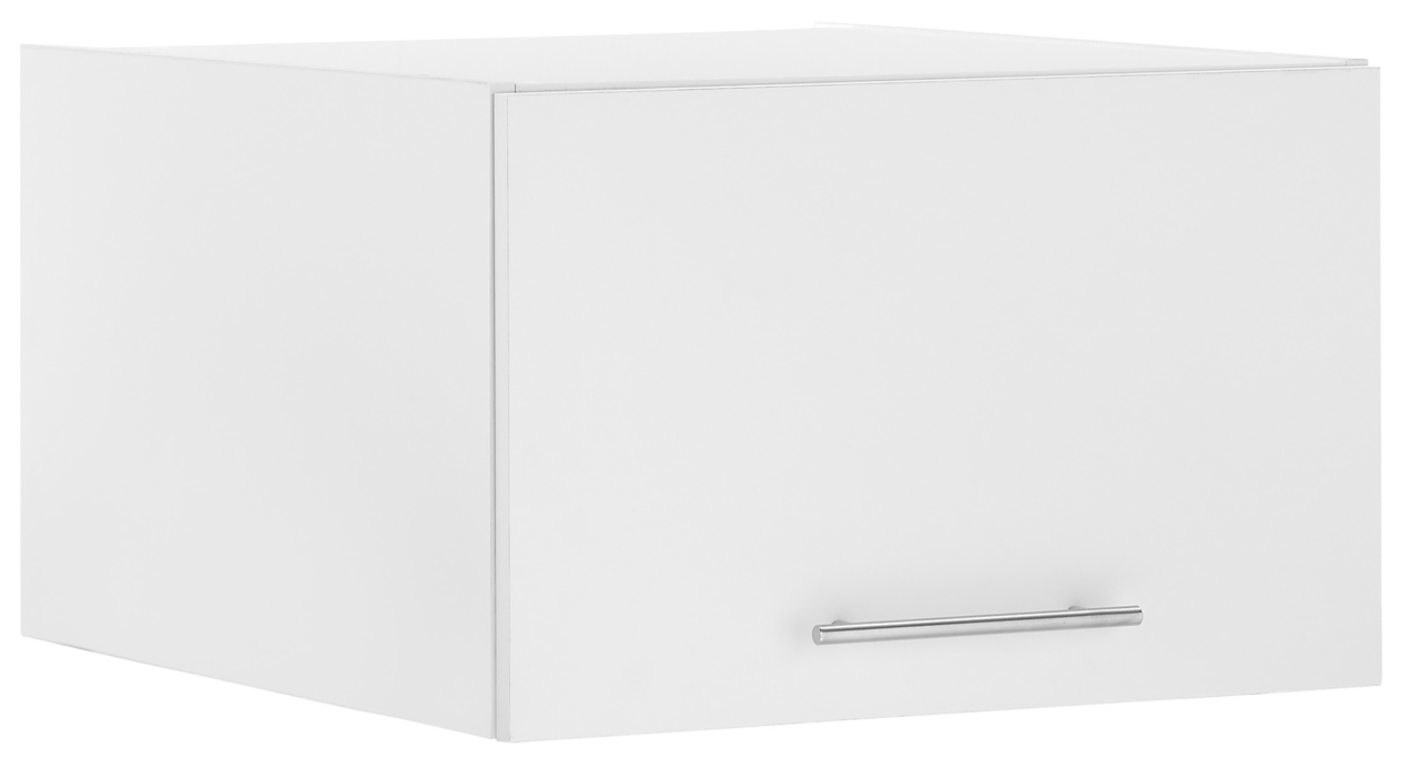 XORA Aufsatzschrank PRIMUS Weißer Aufsatzschrank mit Metallgriff, perspektivisch von vorne rechts fotografiert.