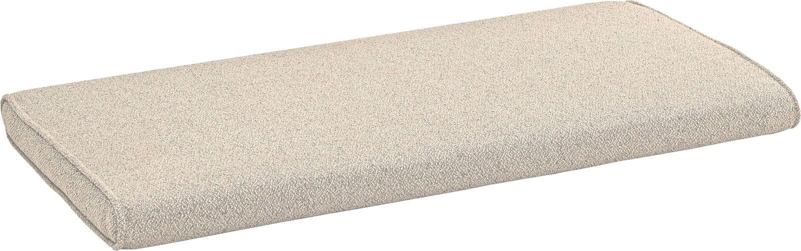Dieter Knoll Sitzkissen ATINA Beiges, rechteckiges Kissen mit abgerundeten Kanten und strukturierter Stoffoberfläche, in schräger Seitenansicht von oben freigestellt auf weißem Hintergrund.