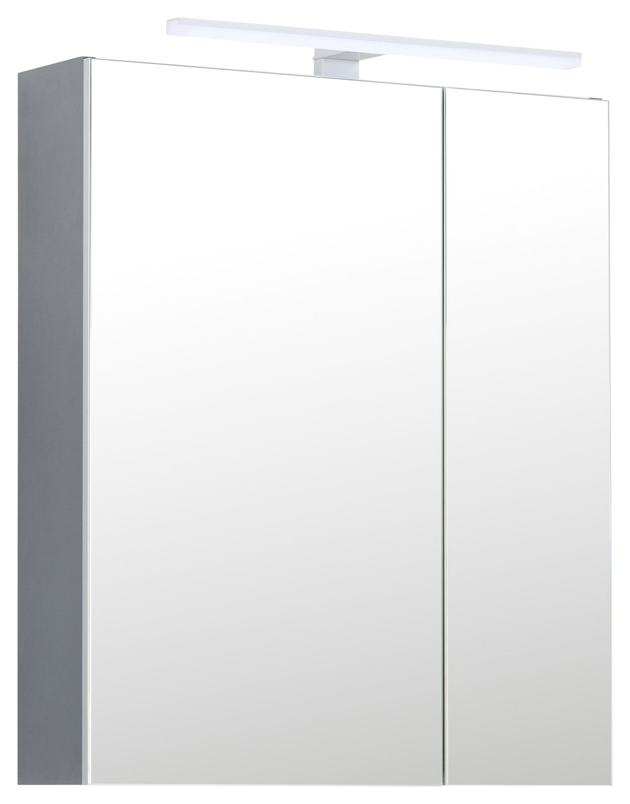 Stylife Spiegelschrank PALIUM Spiegelschrank mit zwei Türen und integrierter Beleuchtung, seitliche Perspektive