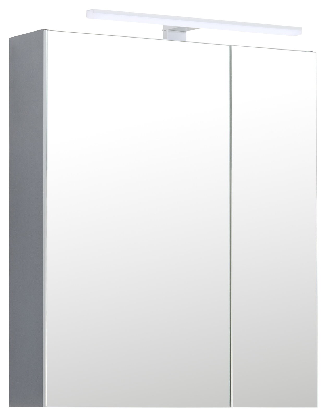 Stylife Spiegelschrank PALIUM Spiegelschrank mit zwei Türen und integrierter Beleuchtung, seitliche Perspektive