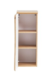 Unterschrank aus Holz mit zwei Regalböden, offene Tür, Frontalansicht