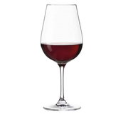 Rotweinglas Tivoli mit Rotwein, seitliche Perspektive