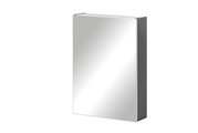 Moderner Spiegelschrank in seitlicher Perspektive mit schlichtem Design.