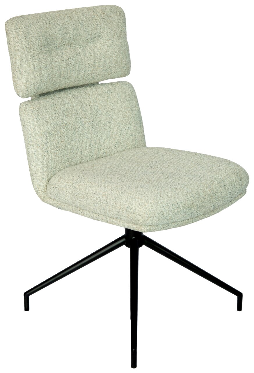 Dieter Knoll Stuhl PABLO Moderner Stuhl mit hellgrünem Stoffbezug und schwarzem Metallgestell, seitliche Perspektive