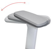 Verstellbare Armlehne eines Drehstuhls, seitliche Perspektive