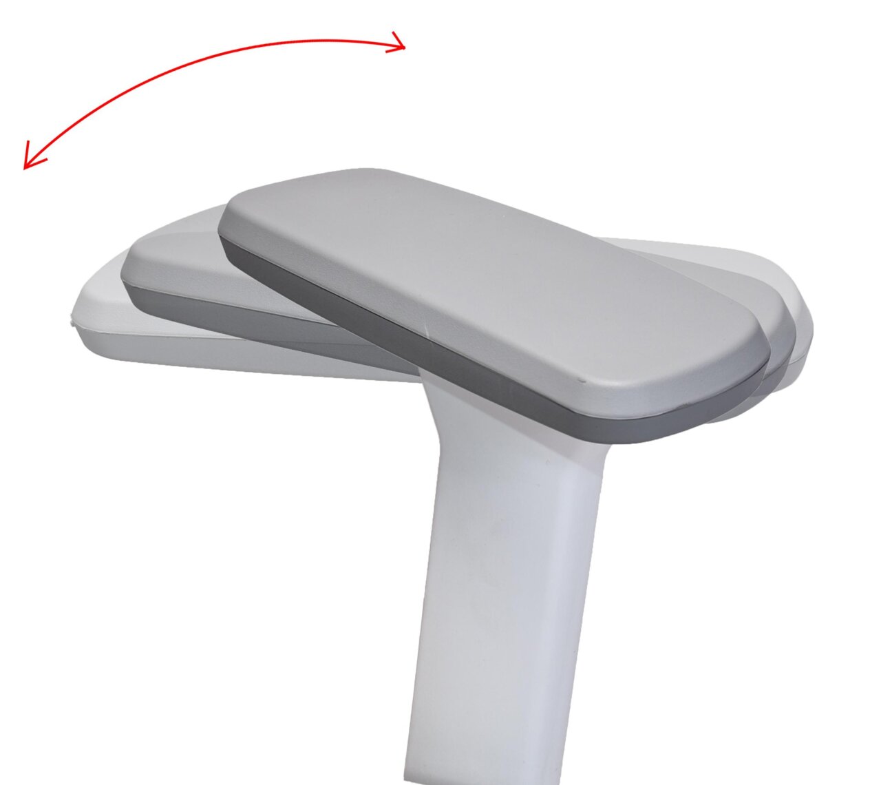 Verstellbare Armlehne eines Drehstuhls, seitliche Perspektive