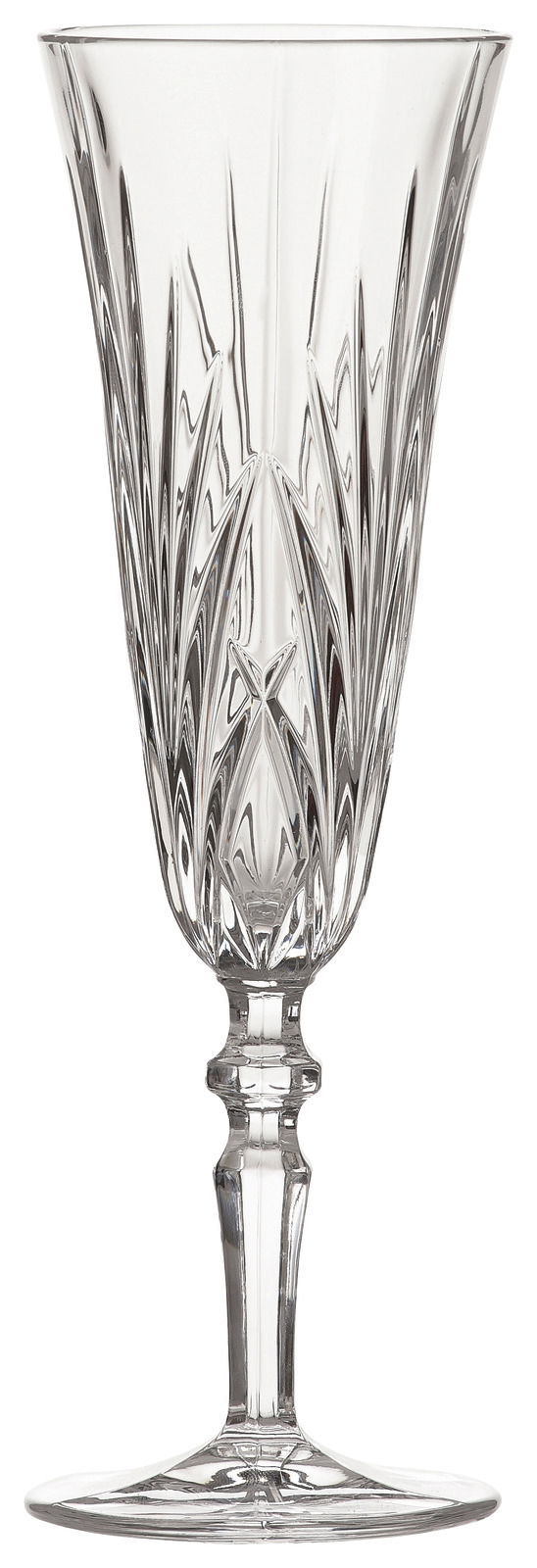 Kristallglas mit elegantem Schliffmuster, frontal abgebildet