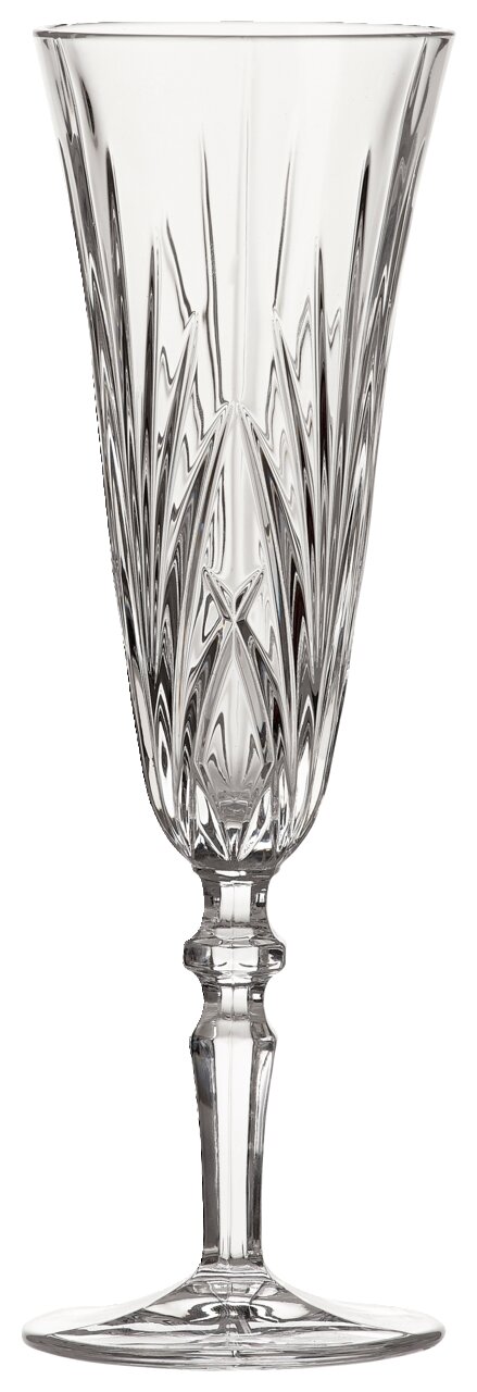 Kristallglas mit elegantem Schliffmuster, frontal abgebildet