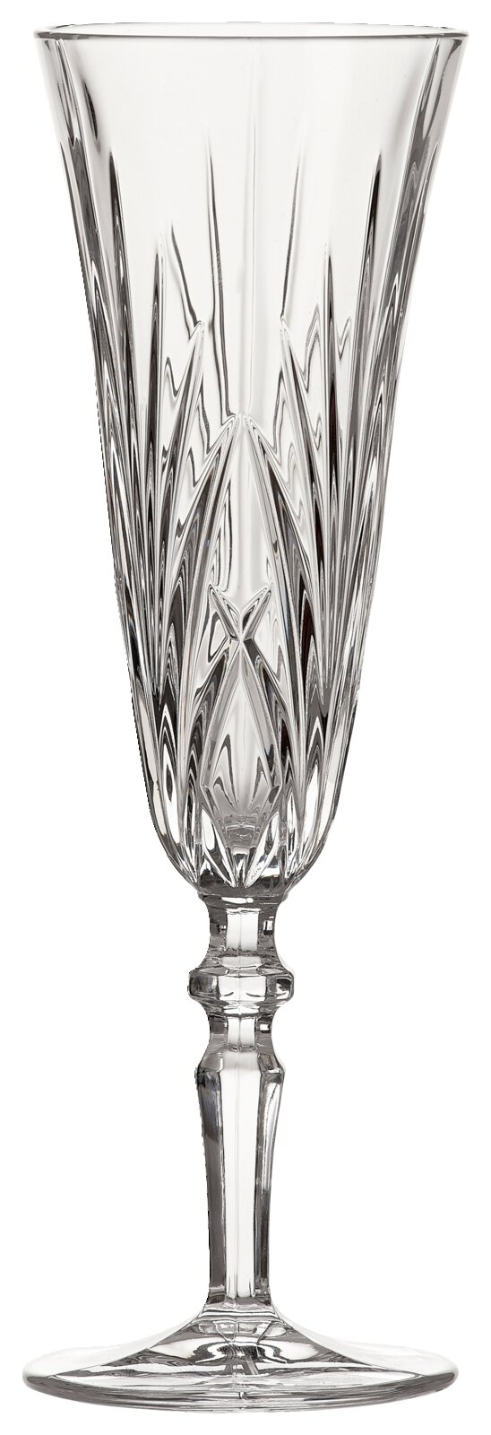 Kristallglas mit elegantem Schliffmuster, frontal abgebildet