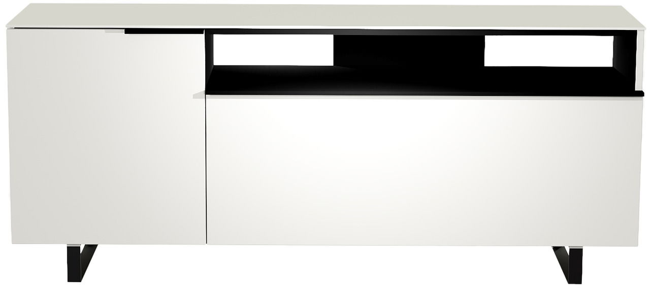Moderano TV-Lowboard BORMIO Modernes weißes TV-Lowboard mit schwarzen Akzenten, Frontansicht