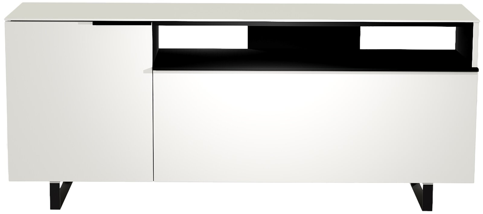 Moderano TV-Lowboard BORMIO Modernes weißes TV-Lowboard mit schwarzen Akzenten, Frontansicht