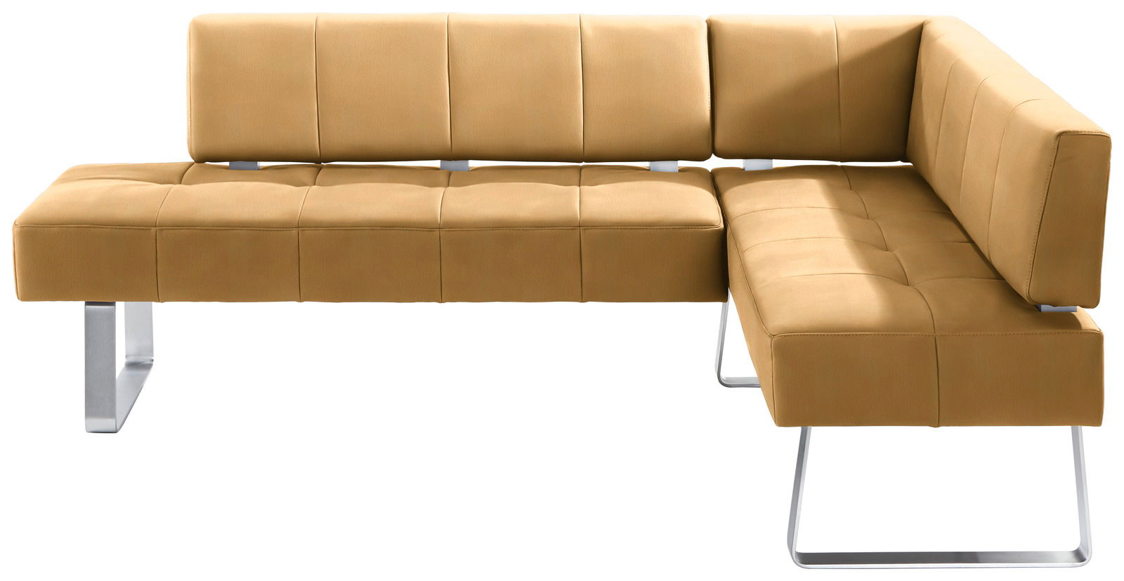 Moderano Eckbank LUPO II Eckbank in braunem Leder mit modernem Design, seitliche Perspektive