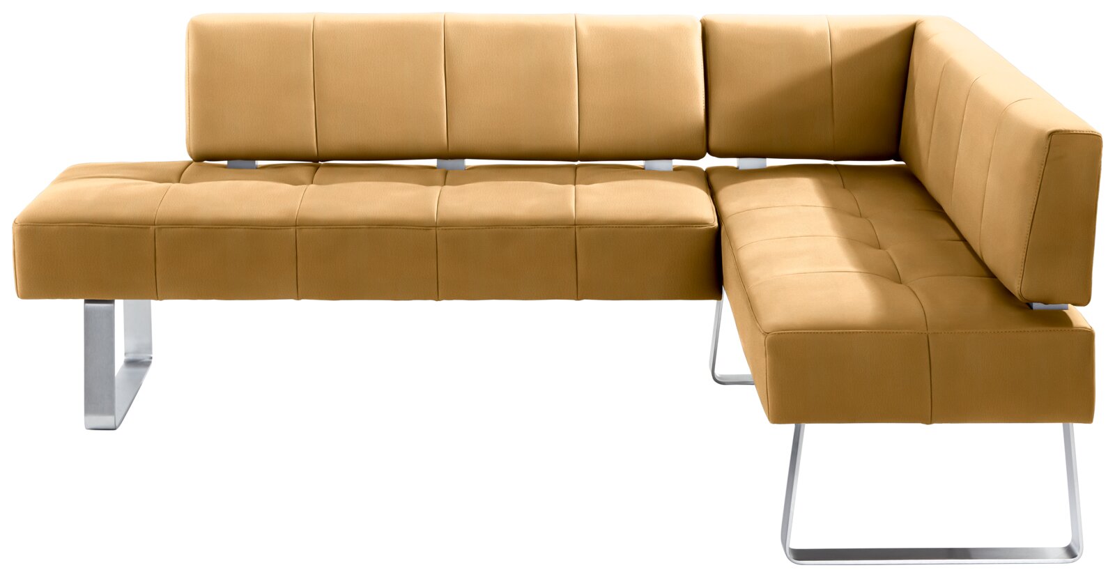 Moderano Eckbank LUPO II Eckbank in braunem Leder mit modernem Design, seitliche Perspektive