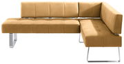 Eckbank in braunem Leder mit modernem Design, seitliche Perspektive