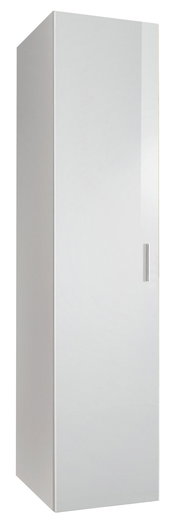 Weißer Mehrzweckschrank mit einer Tür, seitliche Perspektive