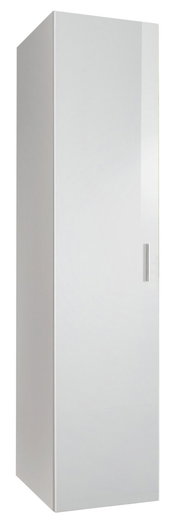 Weißer Mehrzweckschrank mit einer Tür, seitliche Perspektive