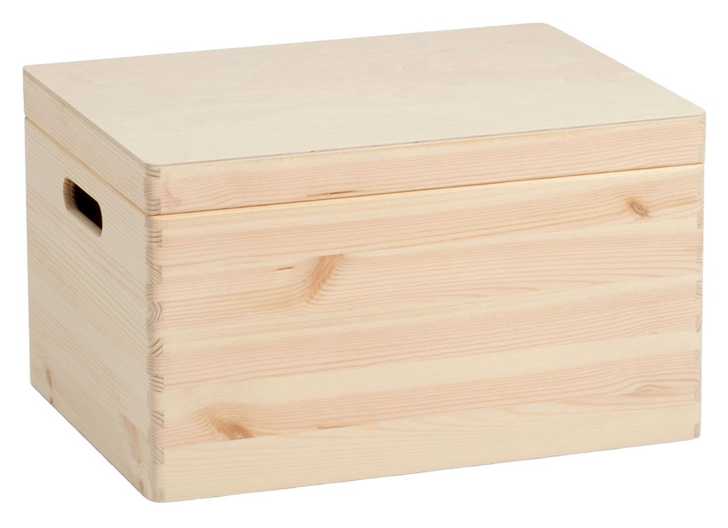 Holz-Allzweckkiste mit Deckel, seitliche Perspektive