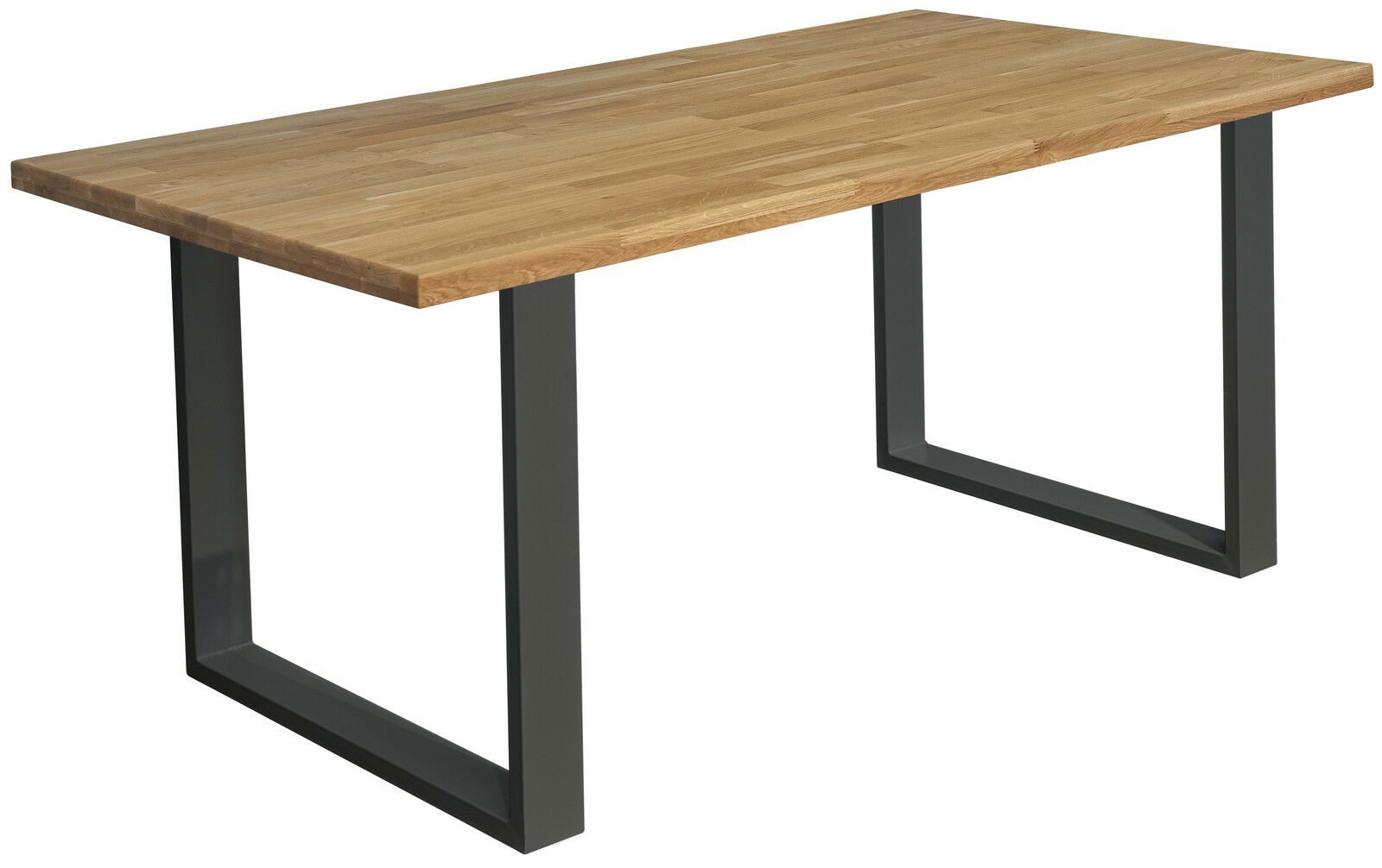 Z2 Esstisch Moderner Esstisch mit Holzplatte und schwarzen Metallbeinen, seitliche Perspektive