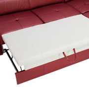 Rote Polsterrundecke TORINO mit Bettfunktion, teilweise ausgezogen, Nahaufnahme von der Seite