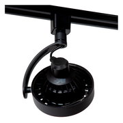 Schwarzer Strahler DORIAN von Lucide, montiert an einer Schiene, aus der Perspektive von unten betrachtet.