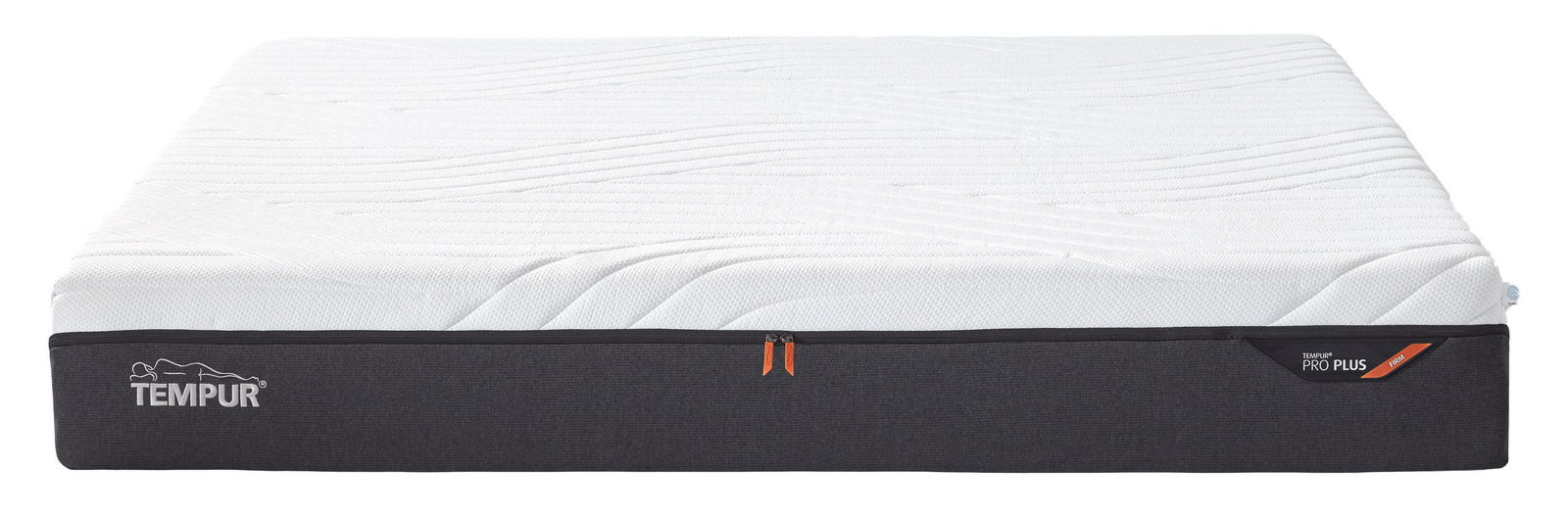 Viscomatratze 180x200 firm von vorne, mit weißer Oberfläche und schwarzem Rand, Markenlogo sichtbar.