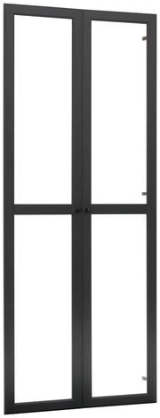 Schwarzes Doppeltür-Set aus Metall mit Glasfüllung, Frontalansicht