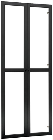 Schwarzes Doppeltür-Set aus Metall mit Glasfüllung, Frontalansicht